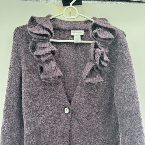 Soft surroundings Purple Ruffled Women's cardigan duster sweater size S - Picture 2 of 7